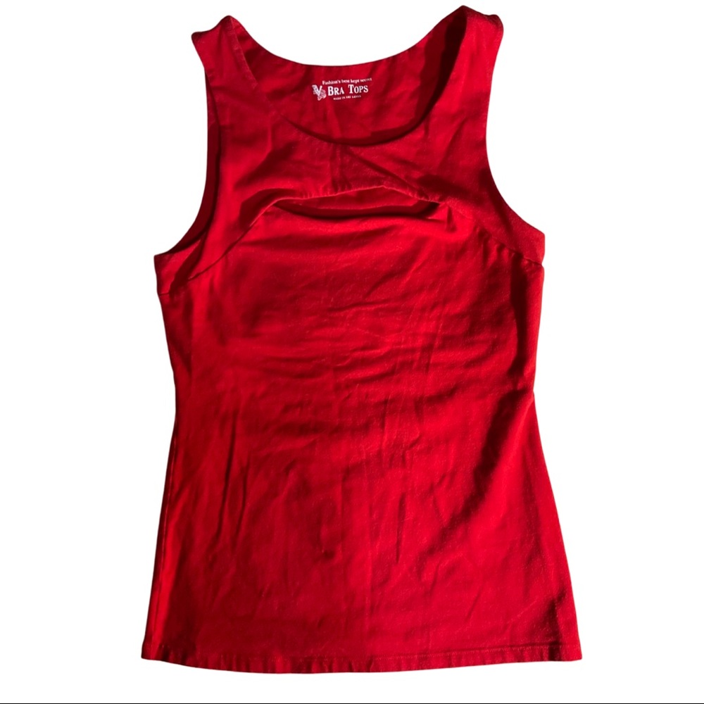 Red sleeveless Bra Top with peek-a-boo detail in front size S